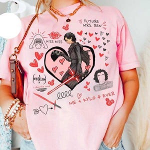 Star Wars Kylo Ren I Love Kylo Ren Heart Sketch T-Shirt, Star Wars Kylo Ren Shirt, Disneyland Family Matching Shirt, Galaxy&#39;s Edge Trip Tee