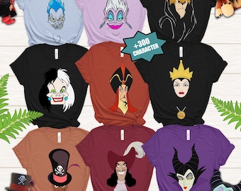 Camiseta a juego de Halloween con disfraz de villanos de Disney, camiseta de temporada espeluznante, camiseta de Halloween de villanos de Disney, gira de villanos malvados de Disney