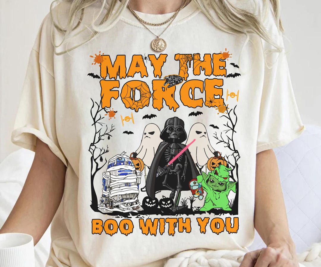 Sweatshirt Star Wars Halloween "May The Force Boo With You" - Marque Gildan, Personnalisable, Neuf Avec étiquettes