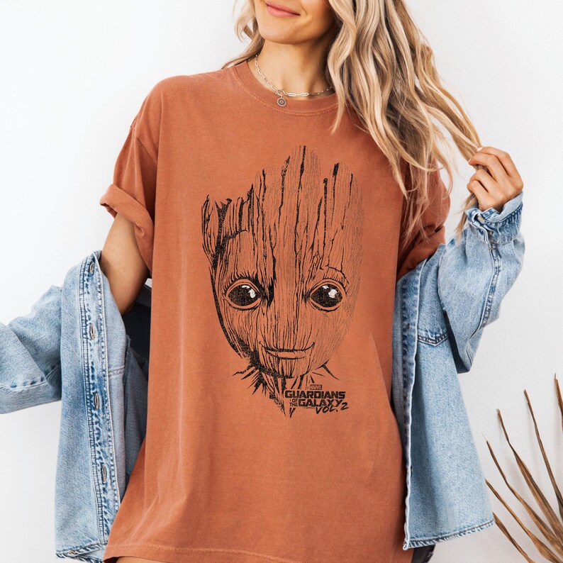 Marvel Guardians of the Galaxy Vol 2 Groot Cute Big Face Tshirt