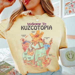 T-shirt carte New Groove Kuzcotopia de Disney l'empereur, chemise jetée Disney Kuzco, chemise voyage WDW, T-shirt assorti pour la famille Disneyland