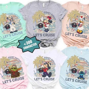 Camiseta a juego de Disney Mickey y sus amigos Let's Cruise, camiseta Disney Wish Fantasy Magic Wonder Treasure Dream, camiseta familiar de Disney Cruise Line