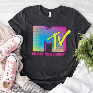 MTV Logo Fluorescent Colors Retro Design T-Shirt, MTV Shirt, MTV Music Tee, Disney Vacation Shirt, Disneyland Family Matching Shirt
