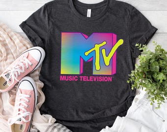 MTV Logo Fluorescent Colors Retro Design T-Shirt, MTV Shirt, MTV Music Tee, Disney Vacation Shirt, Disneyland Family Matching Shirt