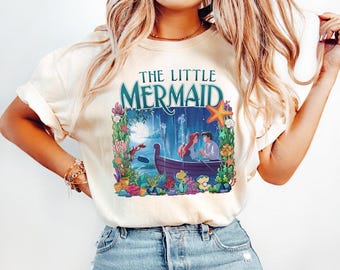 Disney Die kleine Meerjungfrau Prinzessin Ariel und Eric Märchen Retro Shirt, Disneyland Familie Passendes Shirt, BTW Magic Kingdom Geburtstagsgeschenke