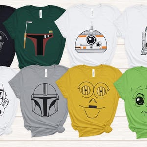 Star Wars Characters Group Big Face Costume T-Shirt, Star Wars Halloween Matching Family Shirt, Disney Halloween Party, Galaxy&#39;s Edge Shirt
