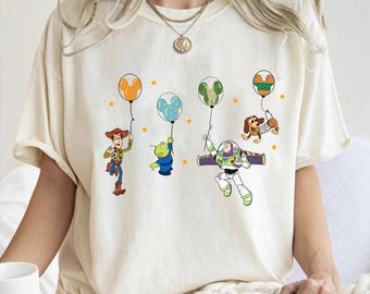 Chemise ballon vintage Disney Toy Story, chemise Woody Buzz l'Éclair chien moulant Rex Aliens, chemise assortie pour la famille Disneyland, Magic Kingdom
