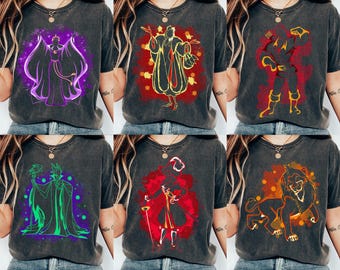 Vintage Disney Villains Painting Portrait Group T-Shirt, Hook Ursula Cruella Maleficent Shirt, Disneyland Matching Shirt, Disney World Tee