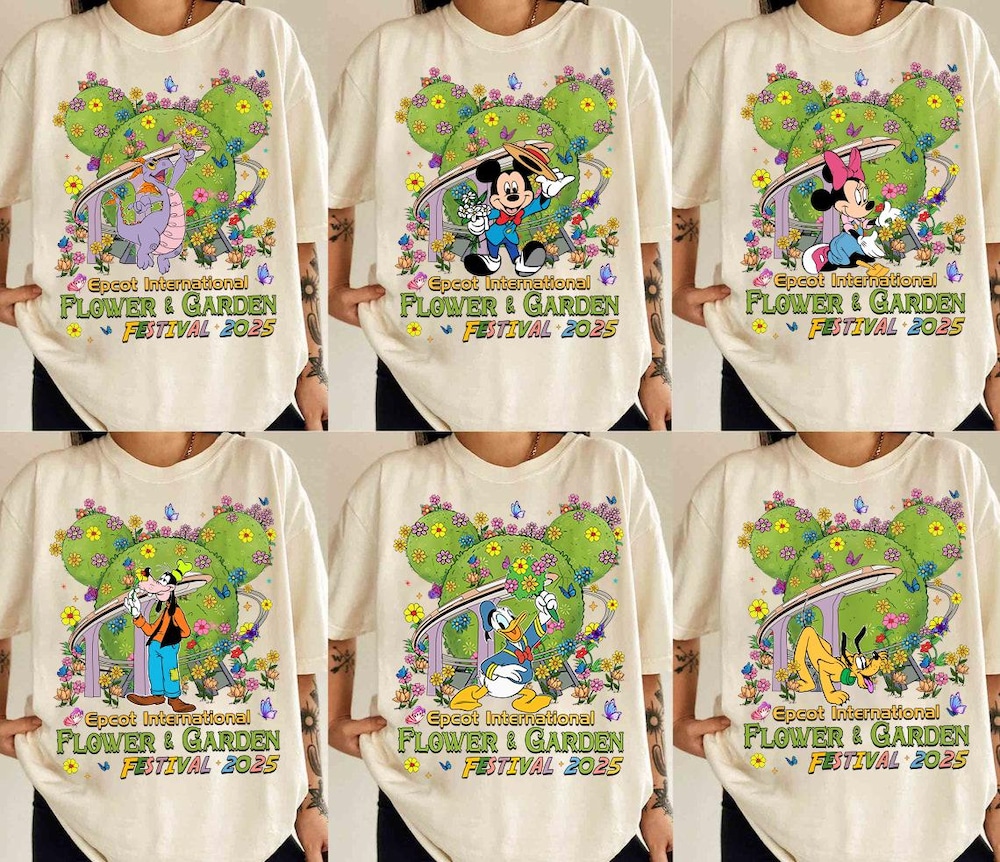 Wdw Epcot Theme Park Mickey And Friends Flower Shirt, Disney Epcot International Flower And Garden Festival 2025 Shirt, Magic Kingdom Shirt New Fashion