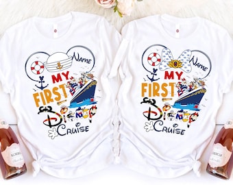 Camiseta personalizada "Mi primer viaje en crucero de Disney", Mickey y sus amigos, regalo para vacaciones familiares en crucero, camiseta a juego para crucero familiar de Disneyland, WDW