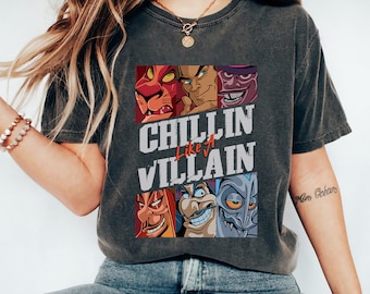 Disney Villains Chillin Like A Villain Group Portrait T-Shirt, Disney Hader Scar Jafar Tee, Disneyland Matching Shirt, Disney World Tee, WDW