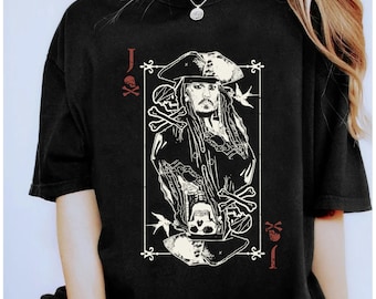 Vintage Disney Jack Sparrow Playing Card Shirt, Pirates of the Caribbean Shirt, Pirate's Life Shirt, Disneyland Family Matching Shirt