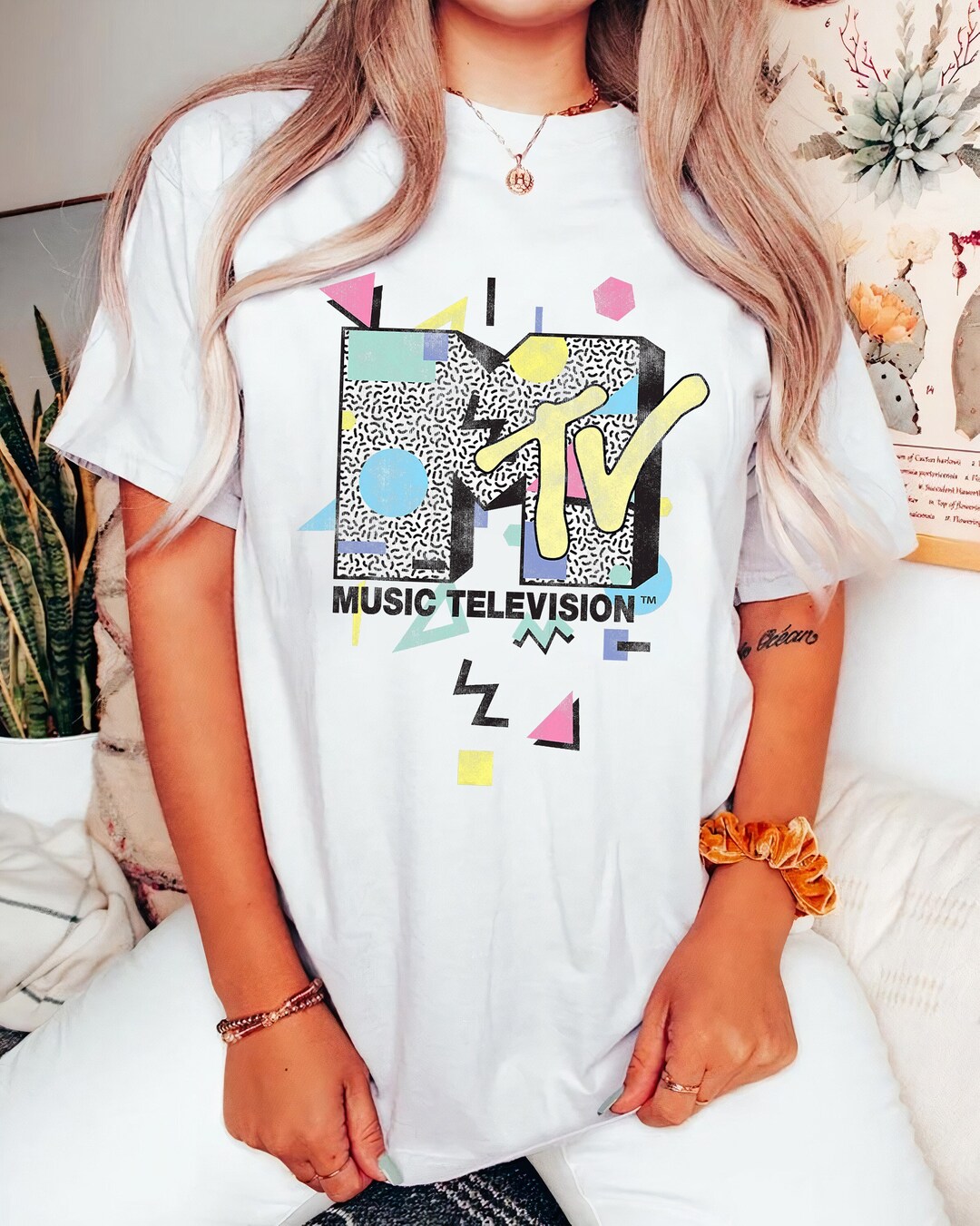 Noir MTV Logo Gu&eacute;pard Imprim&eacute; Graphique Hauts T Shirt Hommes S 5XL US 100% Haut