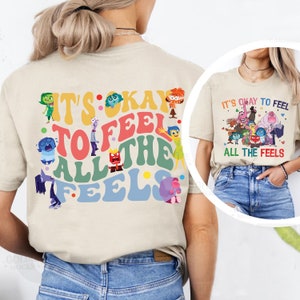 Disney Two-Sided Inside Out 2 It's Okay To Feel All The  Feels T-Shirt, Pixar Inside Out Emotion Tee, Disneyland Family Matching Shirt, WDW