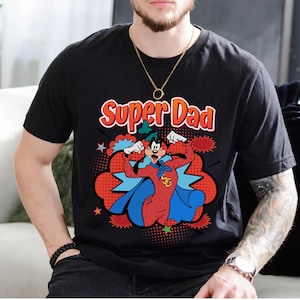 Disney A Goofy Film Super Dad Goofy T-Shirt, Goofy und Max Goof Bester Vater aller Zeiten Shirt, Disneyland Familie Passendes Shirt, Superheld Goofy T-Shirt