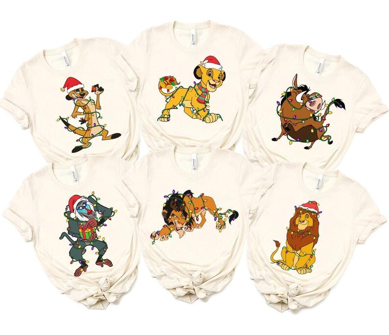 The Lion King Christmas Lights Characters Group Shirt, Disney Simba