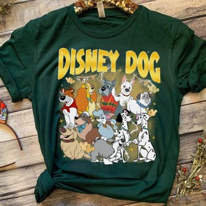 T-shirt bootleg personnage chiens Disney, t-shirt pour chien Disney mignon, t-shirt pour chien dug Pluto nana dalmatiens, chemise assortie pour la famille Disneyland, amoureux des chiens