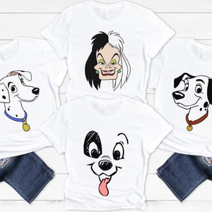 Disney 101 Dalmatians Pongo Perdita Puppy Cruella De Vil Big Face Costume T-Shirt, Disney Dog Shirt, Disneyland Family Matching Shirt, WDW