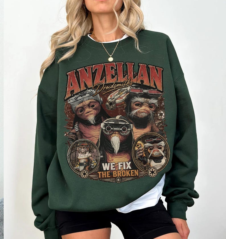 Star Wars Anzellan Droidsmiths Portrait T-shirt, Mandalorian och Grogu Babu Frik-tröja, Disneyland-familjematchningströja, Galaxy's Edge-resa bild 6