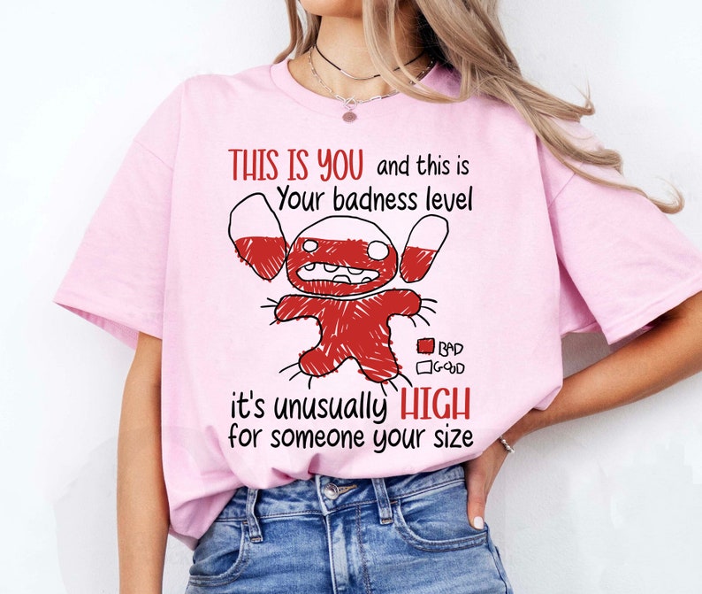 Disney Lilo & Stitch Angry Stitch Portrait T-Shirt, This Is Your Badness Level Shirt, Disneyland Family Matching Shirt, Birthday Gift image 4