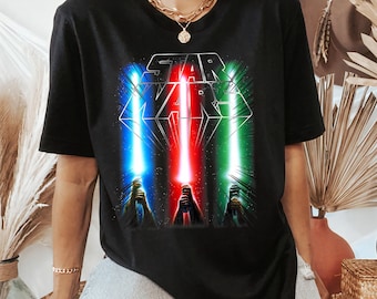 Star Wars Classic Epic Lightsabers Jedi Force Logo T-Shirt, Retro Star Wars Shirt, Disneyland Family Matching Shirt, Galaxy's Edge Shirt