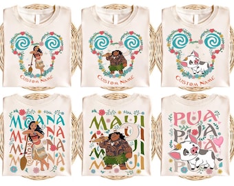 Camiseta personalizada con personajes florales de la película Disney Moana 2, camiseta de la princesa Disney Moana, Magic Kingdom, regalo de cumpleaños, camiseta de Disney World