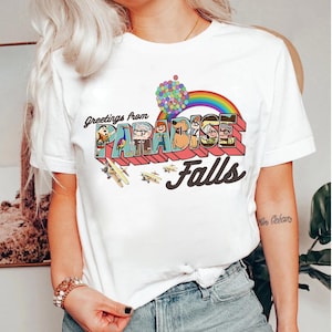 Disney Pixar Up Greeting From Paradise Falls T-Shirt Disneyland Paradise Falls Up House Balloons Tee, Disneyland Family Matching Shirt, WDW