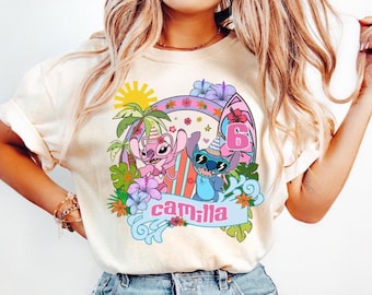 Disney Lilo & Stitch Movie 2025 Birthday Floral T-Shirt, Disney Stitch Angel Birthday Shirt, Birthday Girl Shirt, Disneyland Matching Shirt