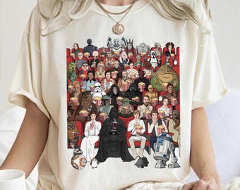 STAR WARS Characters Group Watching Movies In theater Shirt, Star Wars Fan Tee, Disneyland Family Matching Shirt, May The Force Be With You
