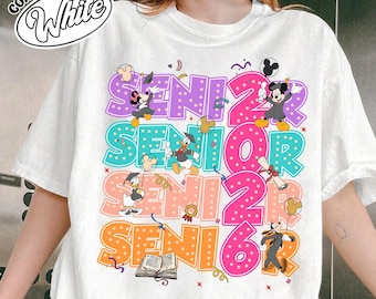 Camiseta de graduación de Disney Mickey y sus amigos de la generación 2026, viaje en crucero para estudiantes de último año de Disney, camiseta a juego para la familia de graduados.