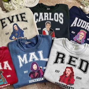 Disney Descendants Movie Characters Group Portrait T-Shirt, Disneyland Family Matching Shirt, Disney Vacation Trip Tee, The Rise of Red Tee