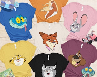 Disney Zootopia 2 All Characters Big Face Costume T-Shirt, Judy Hopps Nick Wilde Shirt, Disneyland Trip Family Shirt, WDW Family 2026  Shirt