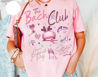Personalized Disney Bachelorette Party The Bach Club Coquette Bow T-Shirt, Disney Honeymoon Shirt, Team Bride, Bride Squad Bride To Be Shirt