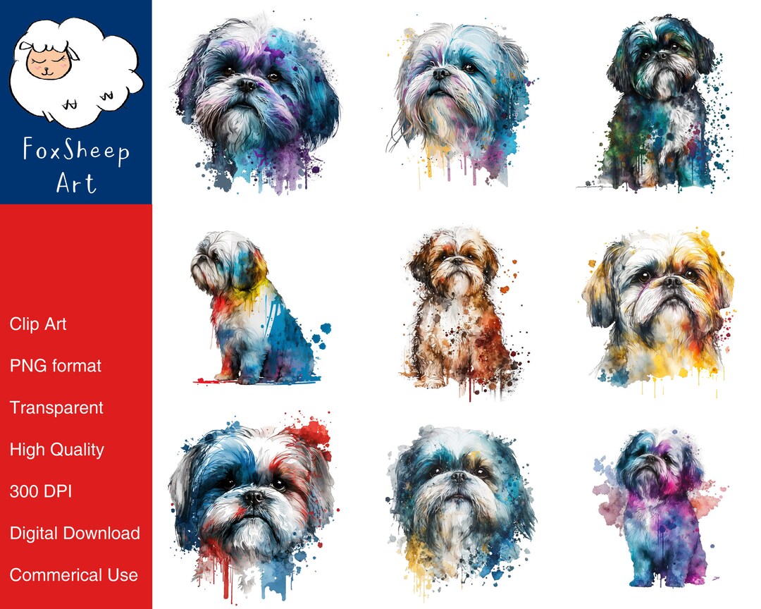 9 Maltese Shih Tzu Dog Clipart High-quality PNG Image, Print, Paper ...