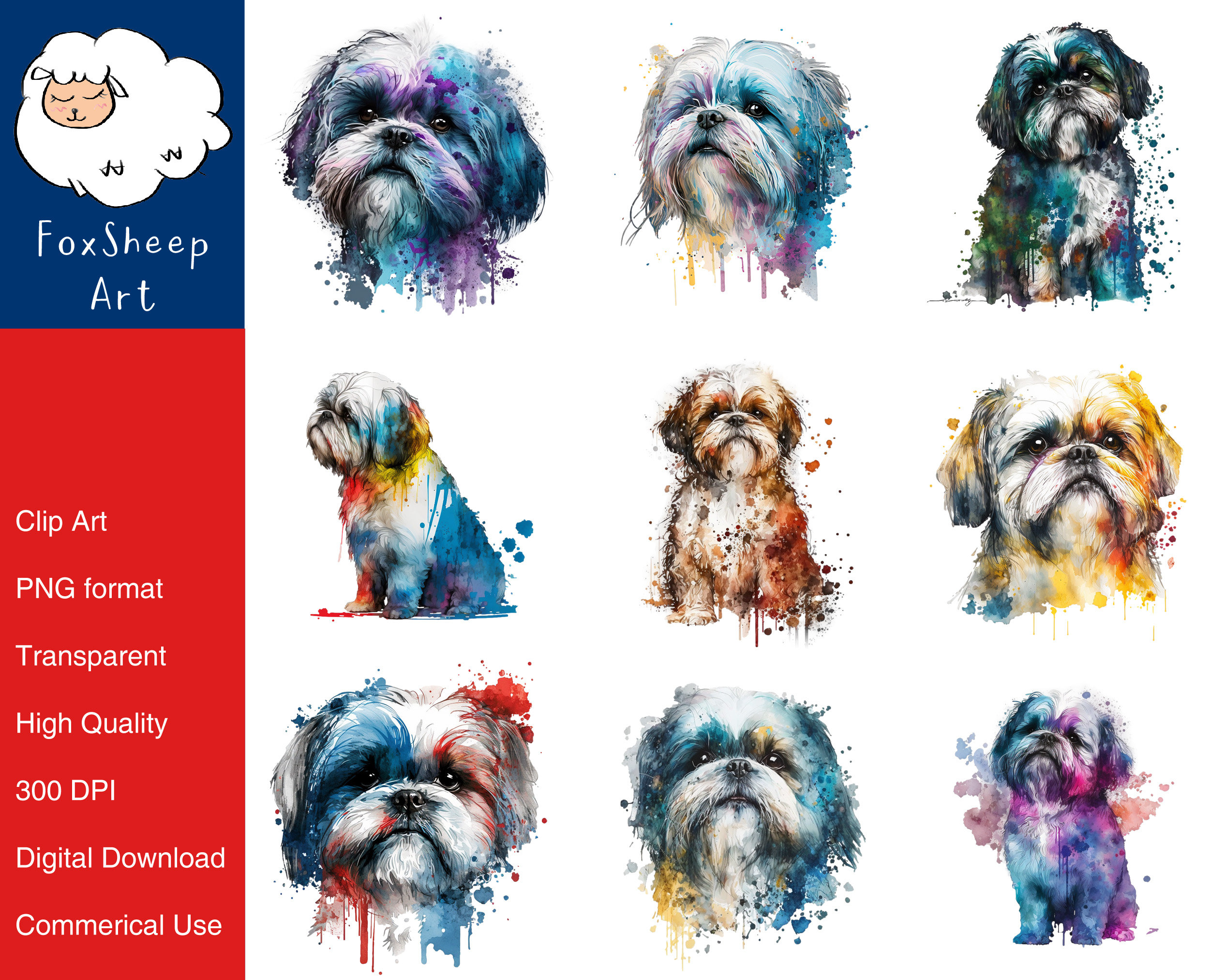 9 Maltese Shih Tzu Dog Clipart High-quality PNG Image, Print, Paper ...