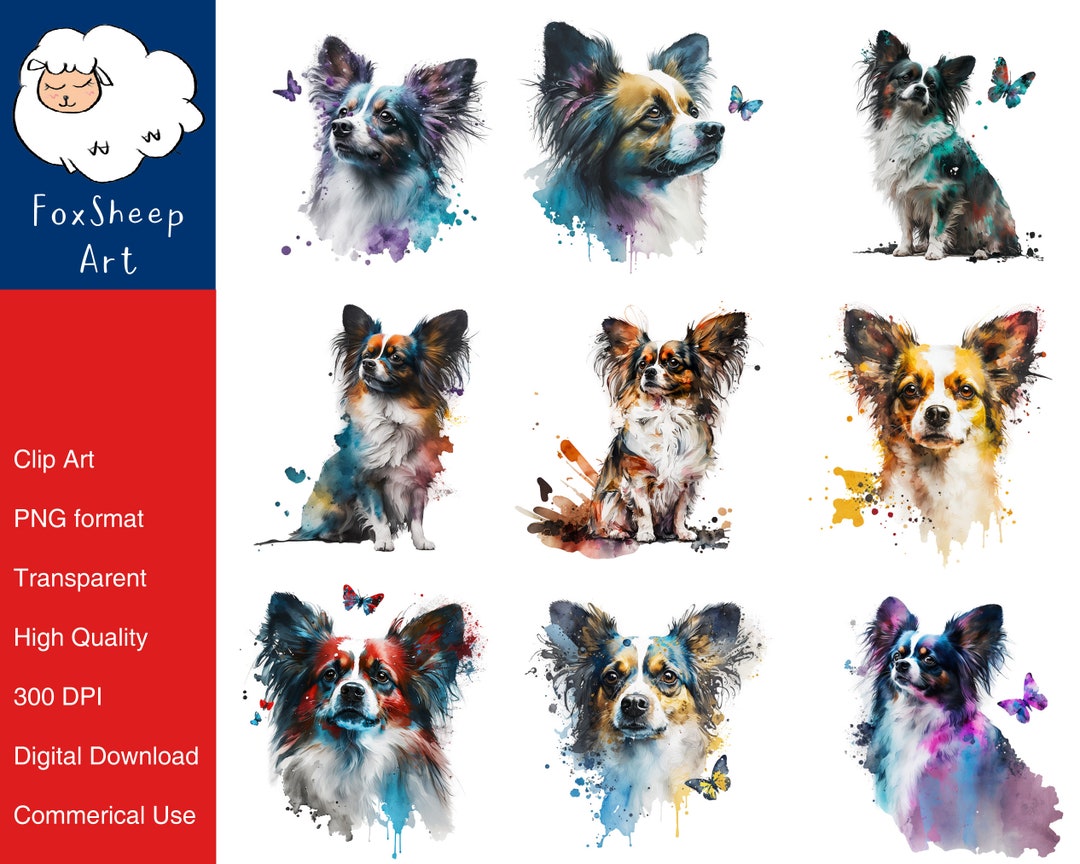 9 Papillon Dog Clipart High-quality PNG Image, Print, Paper, Art, Craft ...
