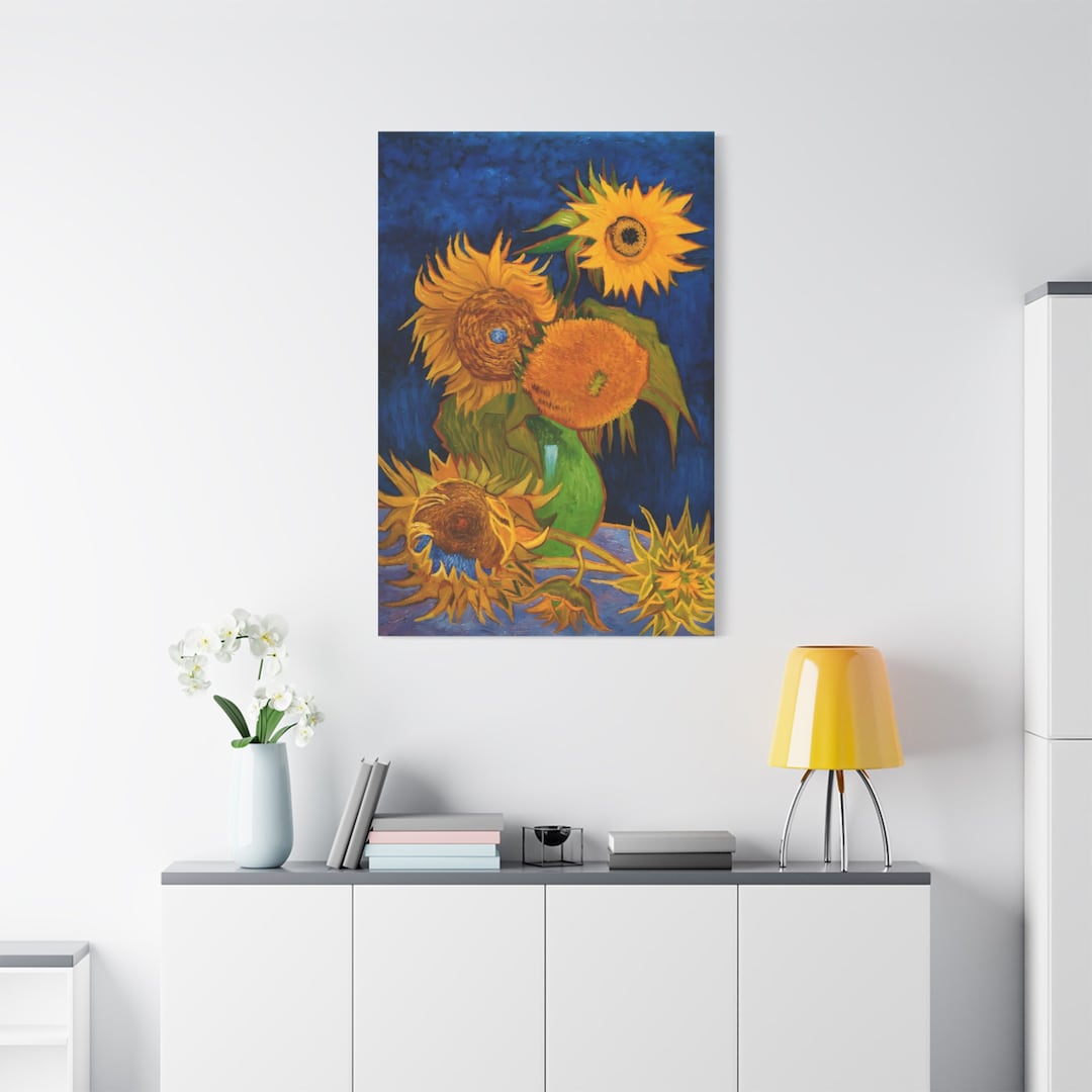 Vase With Five Sunflowers by Vincent Van Gogh Canvas Etsy