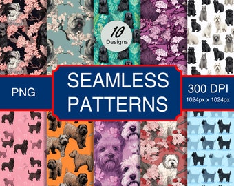 Cute Bouvier Des Flandres Puppy Dog #A1 Seamless Pattern High-Quality Png Image, Print, Paper, Art, Commercial Use, Digital Download