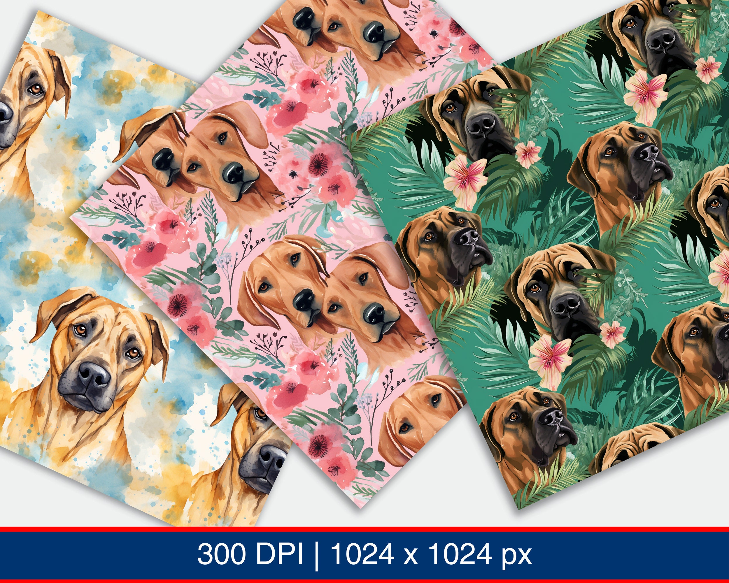 Rhodesian Ridgeback Puppy Dog Canine #A1 Seamless Pattern High-quality ...