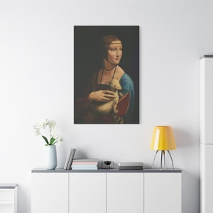 Lady with an Ermine By Leonardo da Vinci Canvas High-Quality Wall Art Painting Print Home Decor Artistic Masterpiece Fine Art Reproduction