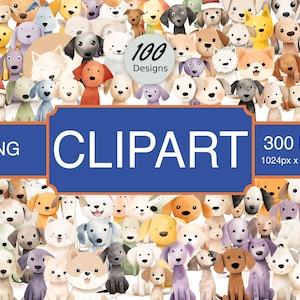 100 imágenes PNG únicas de perros sin costuras de alta calidad, impresión, papel, dibujo, arte, artesanía, tarjeta, clip, uso comercial, descarga digital
