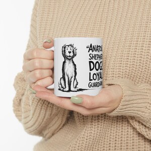 ANATOLIAN SHEPHERD DOG: Cute Anatolian Shepherd Dog Art on White Ceramic Coffee Mug Cup, Dog Lover Gift for Coffee & Tea Fans