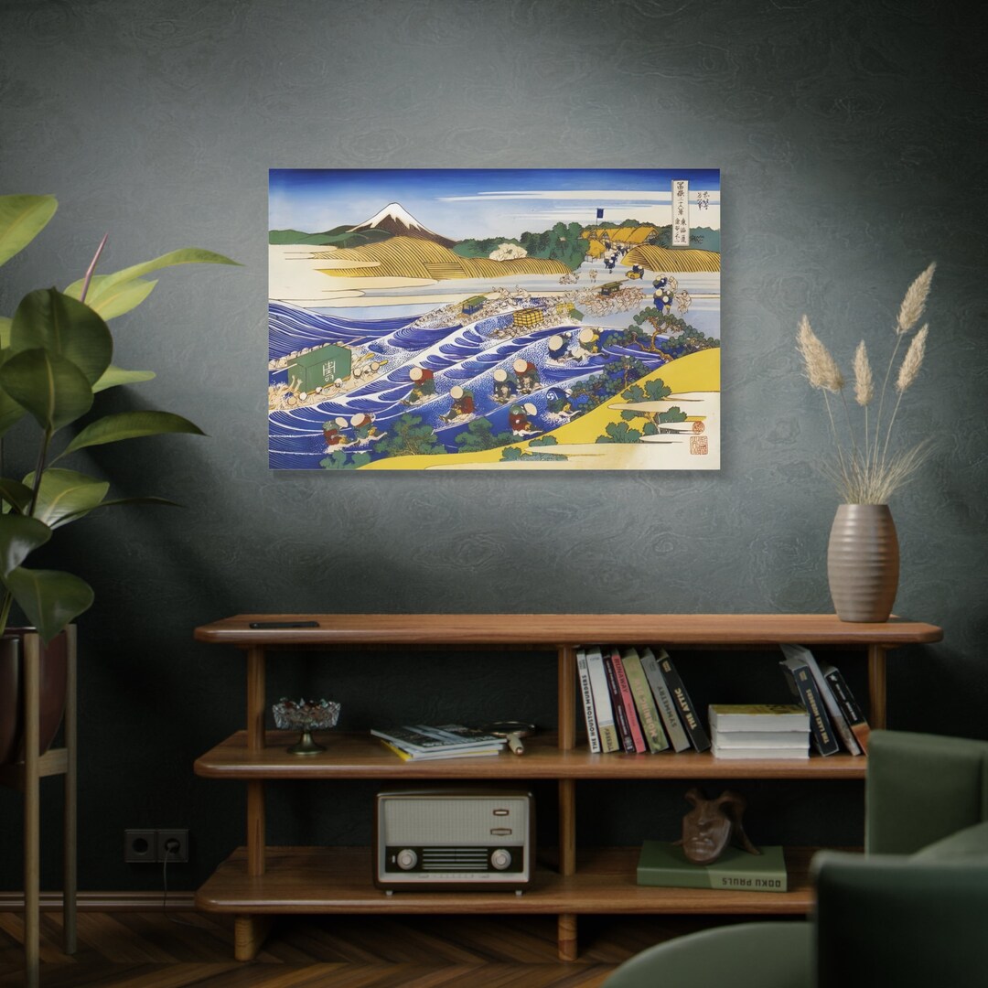 Travellers Crossing the Oi River by Katsushika Hokusai Canvas High