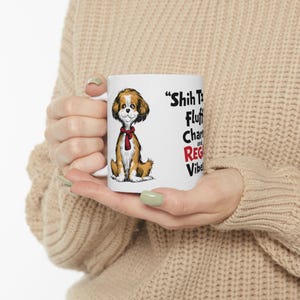 SHIH TZU: Cute Shih Tzu Art on White Ceramic Coffee Mug Cup, Dog Lover Gift for Coffee & Tea Fans