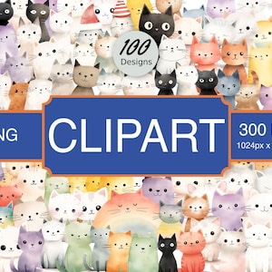 100 images PNG de haute qualité uniques de chat sans couture, impression, papier, dessin, art, création artisanale, carte, clip, usage commercial, téléchargement numérique