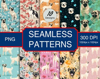 Cute Anatolian Shepherd Dog Puppy Dog #A1 Seamless Pattern High-Quality Png Image, Print, Paper, Art, Commercial Use, Digital Download