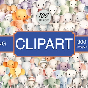 100 Unique Seamless Elephant High-Quality PNG Images, Print, Paper, Drawing, Art, Craft, Card, Clip, Commercial Use, Digital Download