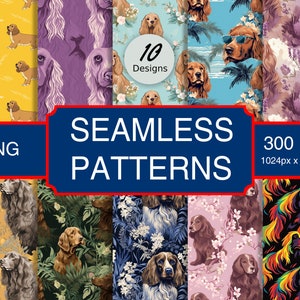 Cute Sussex Spaniel Puppy Dog Canine #A1 Seamless Pattern High-Quality Png Image, Print, Paper, Art, Craft, Commercial Use, Digital Download