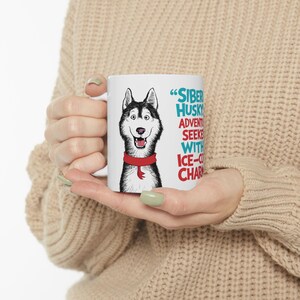 SIBERIAN HUSKY: Cute Siberian Husky Art on White Ceramic Coffee Mug Cup, Dog Lover Gift for Coffee & Tea Fans