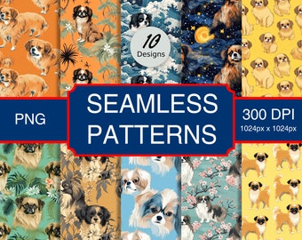 Cute Tibetan Mastiff Puppy Dog Canine #A1 Seamless Pattern High-Quality Png Image, Print, Paper, Art, Commercial Use, Digital Download
